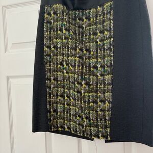 Gorgeous  grey skirt with grey , green, yellow, black and white plaid panel and